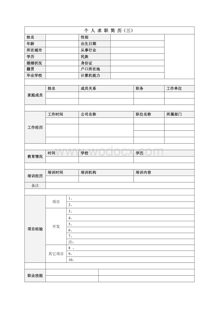 个人简历范文、大量的个人求职信、个人简历样式和表格模板.doc_第3页