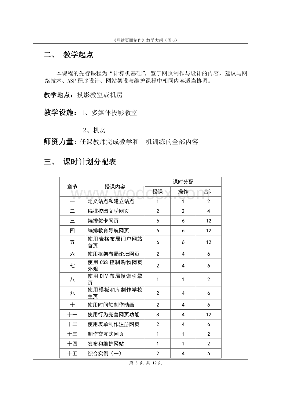 《网站页面制作》教学大纲.doc_第3页