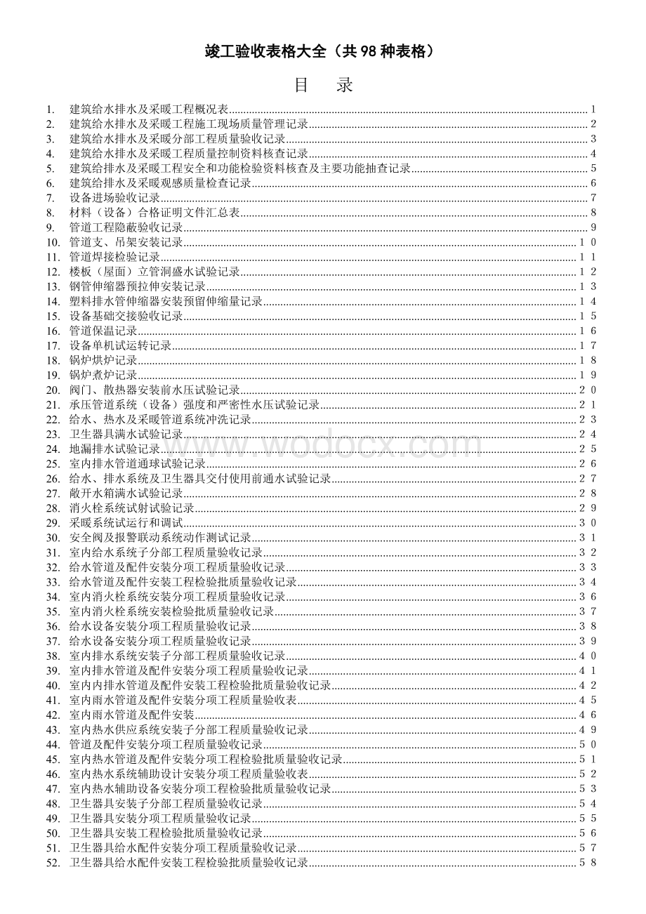 建筑安装工程竣工验收表格大全（98种表格）.doc_第1页