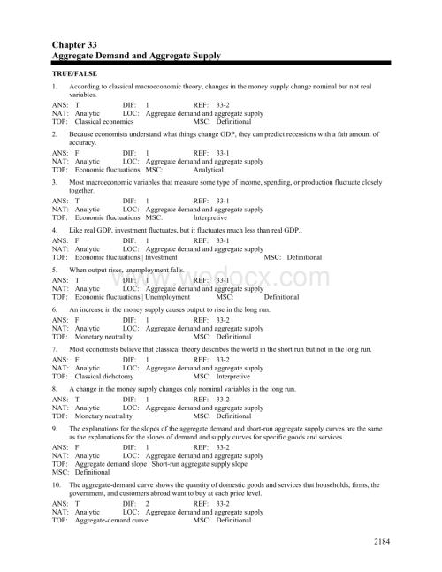 曼昆《经济学原理》(宏观)第五版测试题库(33).doc