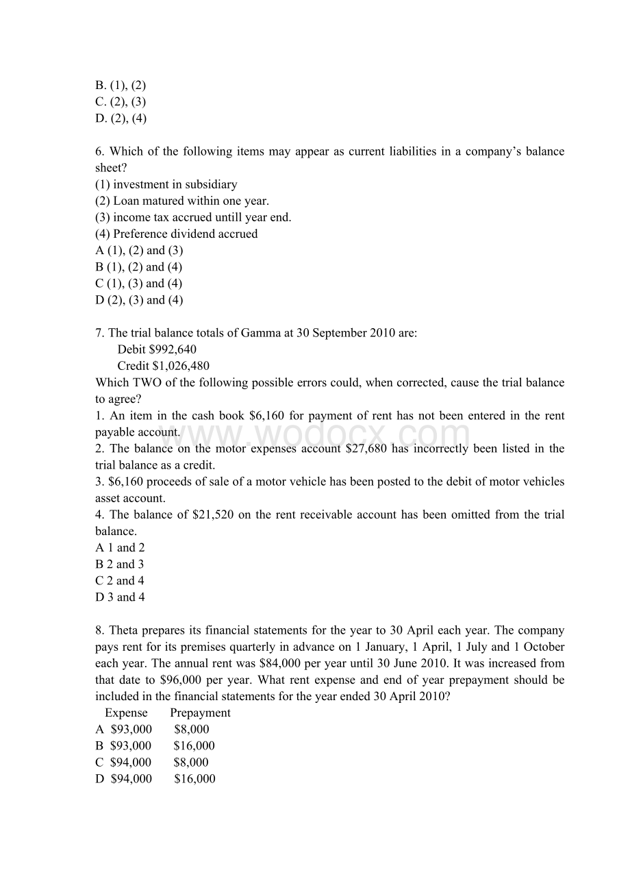 会计专业英语模拟试题及答案.doc_第2页