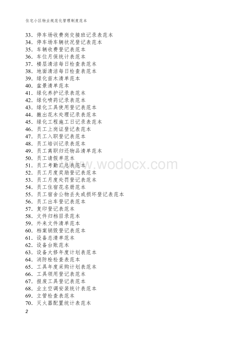 住宅小区物业管理常用表格范本.doc_第2页