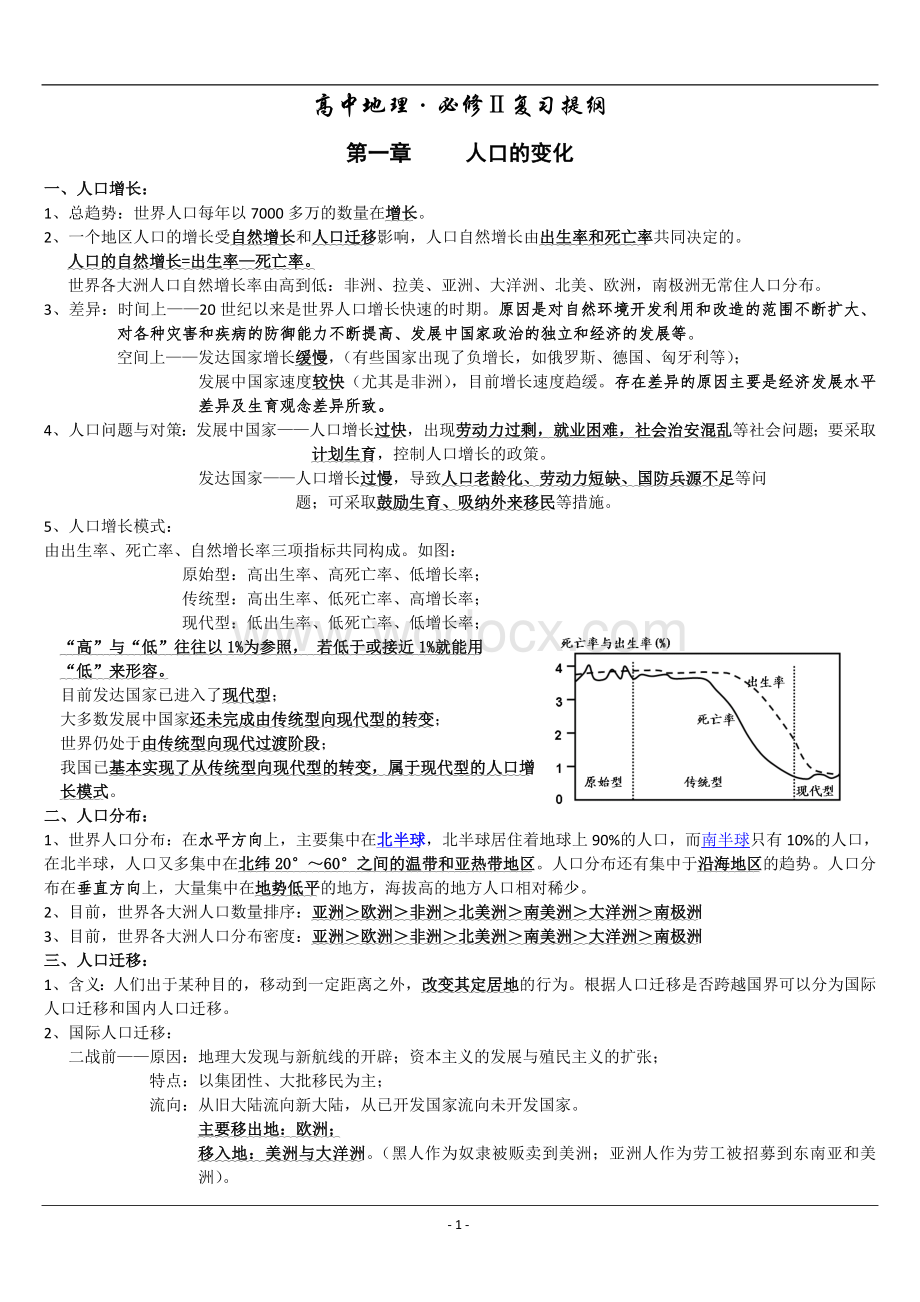 高中地理必修二复习提纲(人教版).doc_第1页