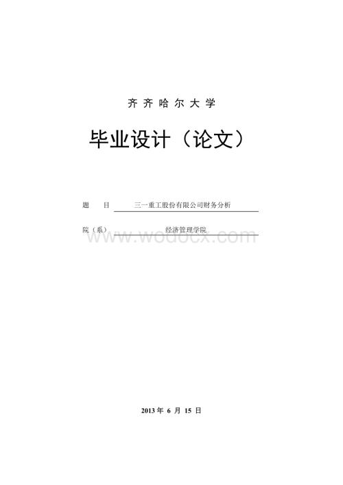 三一重工股份有限公司财务分析.doc