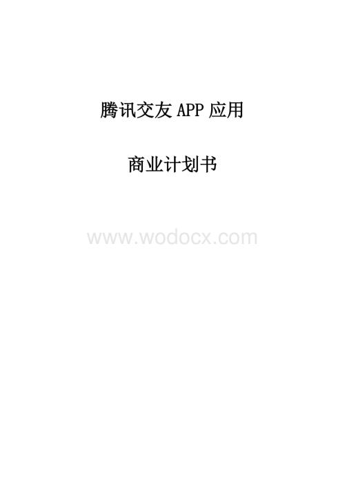 交友应用商业计划书.doc