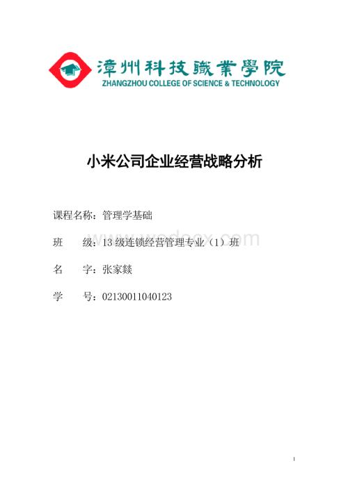 小米公司企业经营战略分析.doc