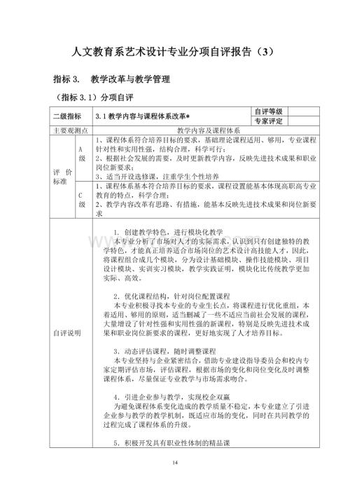 人文教育系艺术设计专业分项自评报告.doc