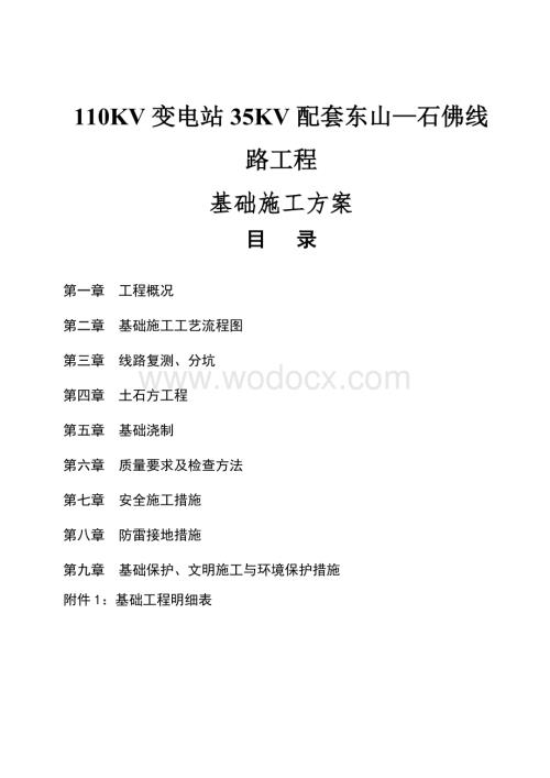 110KV变电站35KV配套工程基础施工方案.doc