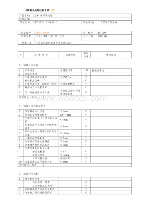 03a安平变110KV隔离开关验收表格.doc