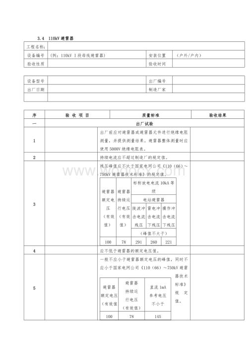 110kV避雷器验收卡.doc
