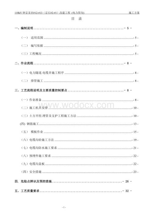 110kV电缆沟施工方案.doc