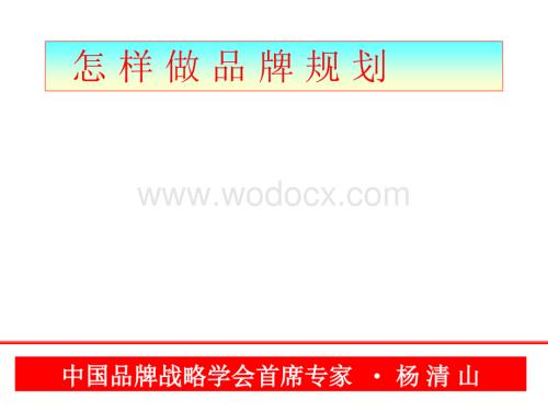 怎样做品牌规划幻灯片.ppt
