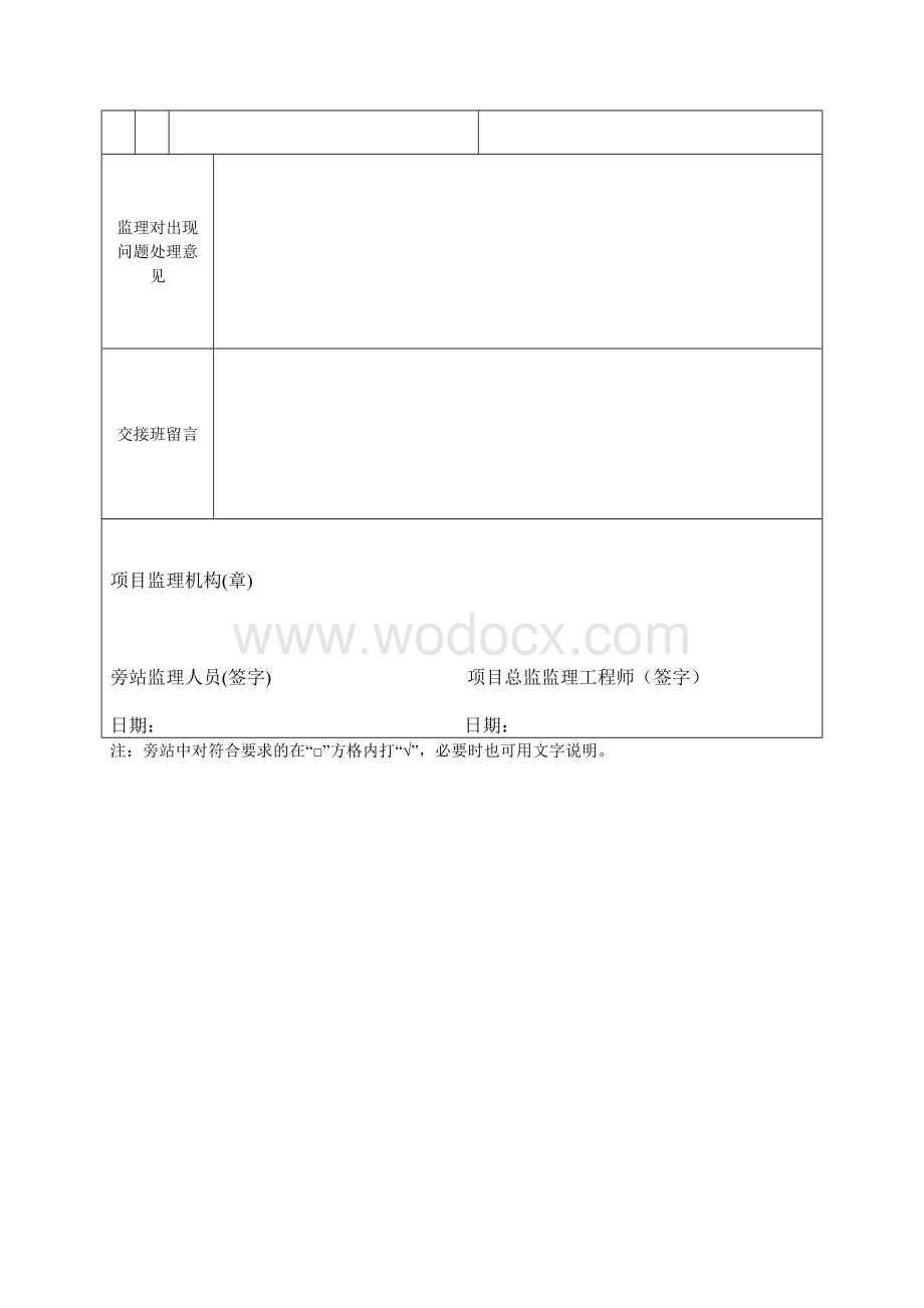 重要的分部分项工程监理旁站与平行检验用表.doc_第2页