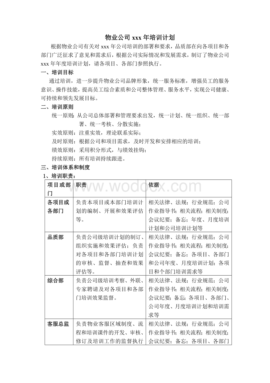 物业公司培训计划.doc_第1页