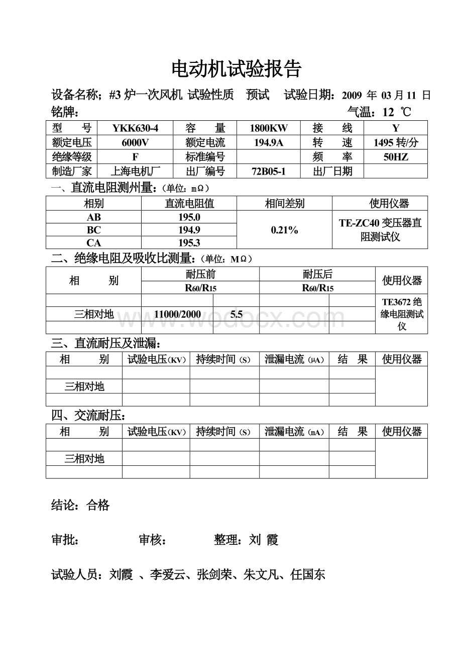 电动机试验报告.doc_第1页