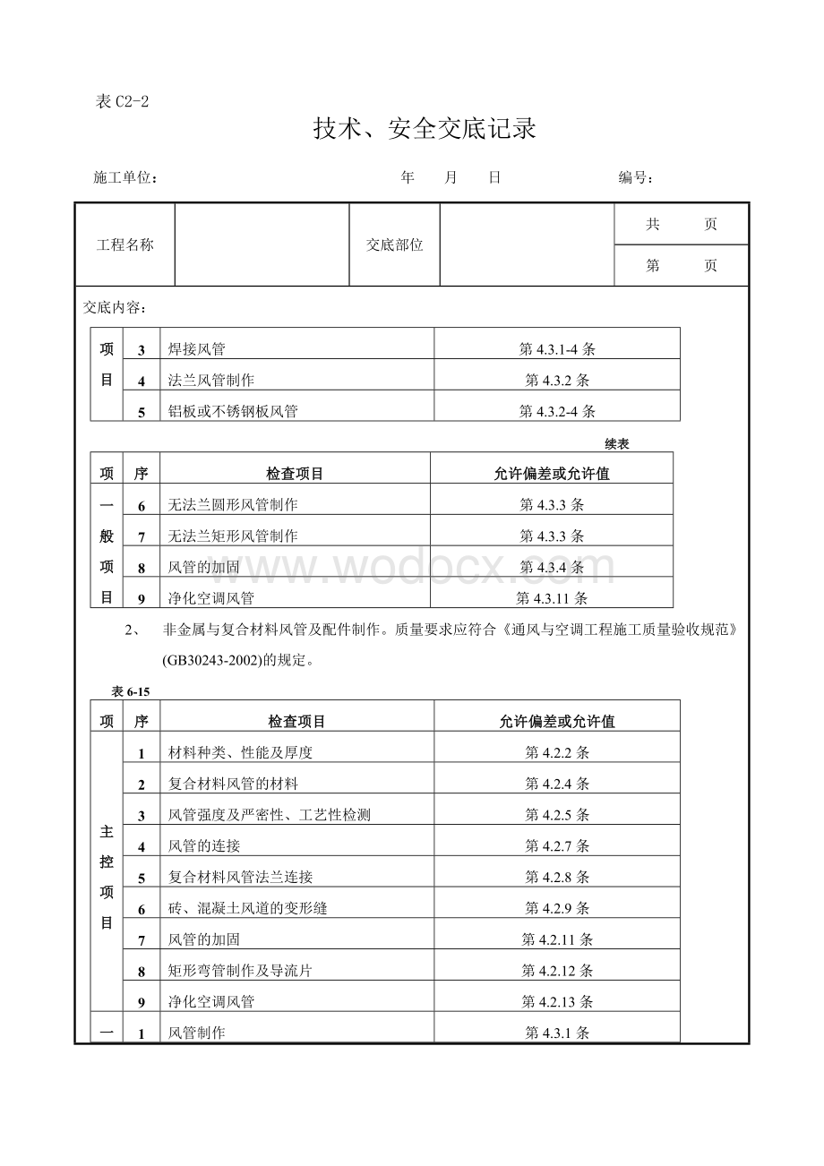 通风管道及部件制作工程.doc_第2页