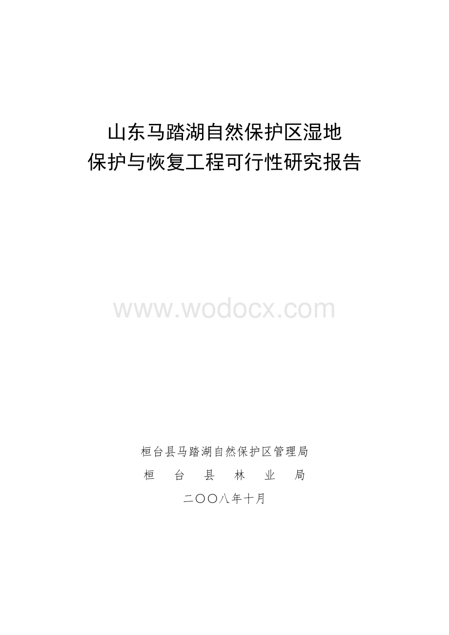 马踏湖自然保护区湿地保护与恢复工程可行性研究报告.doc_第1页