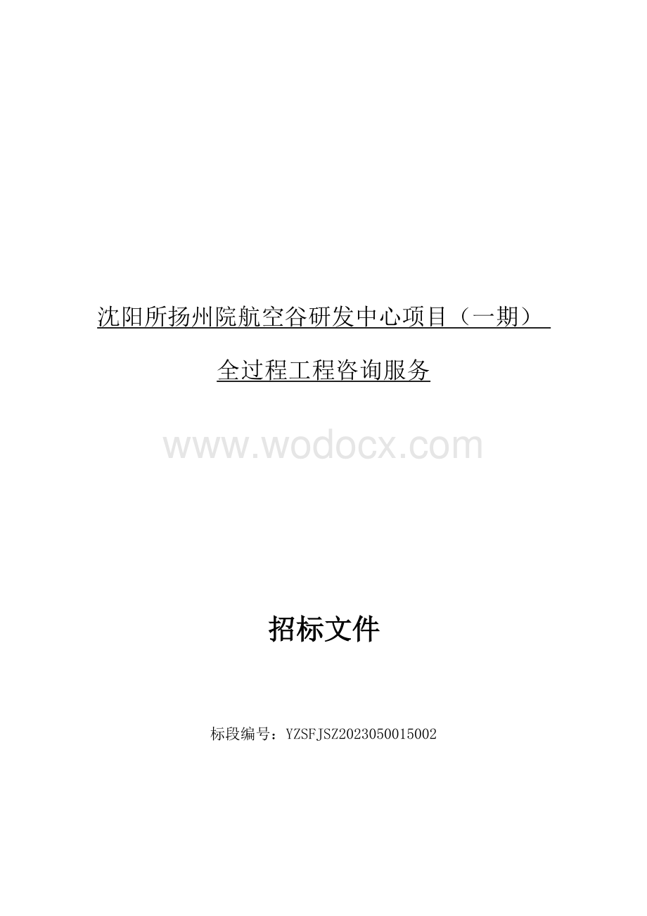 沈阳所扬州院航空谷研发中心项目（一期）全过程工程咨询服务招标文件.docx_第1页