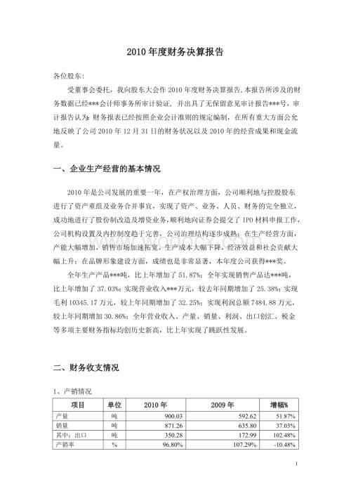 财务决算报告模板.doc