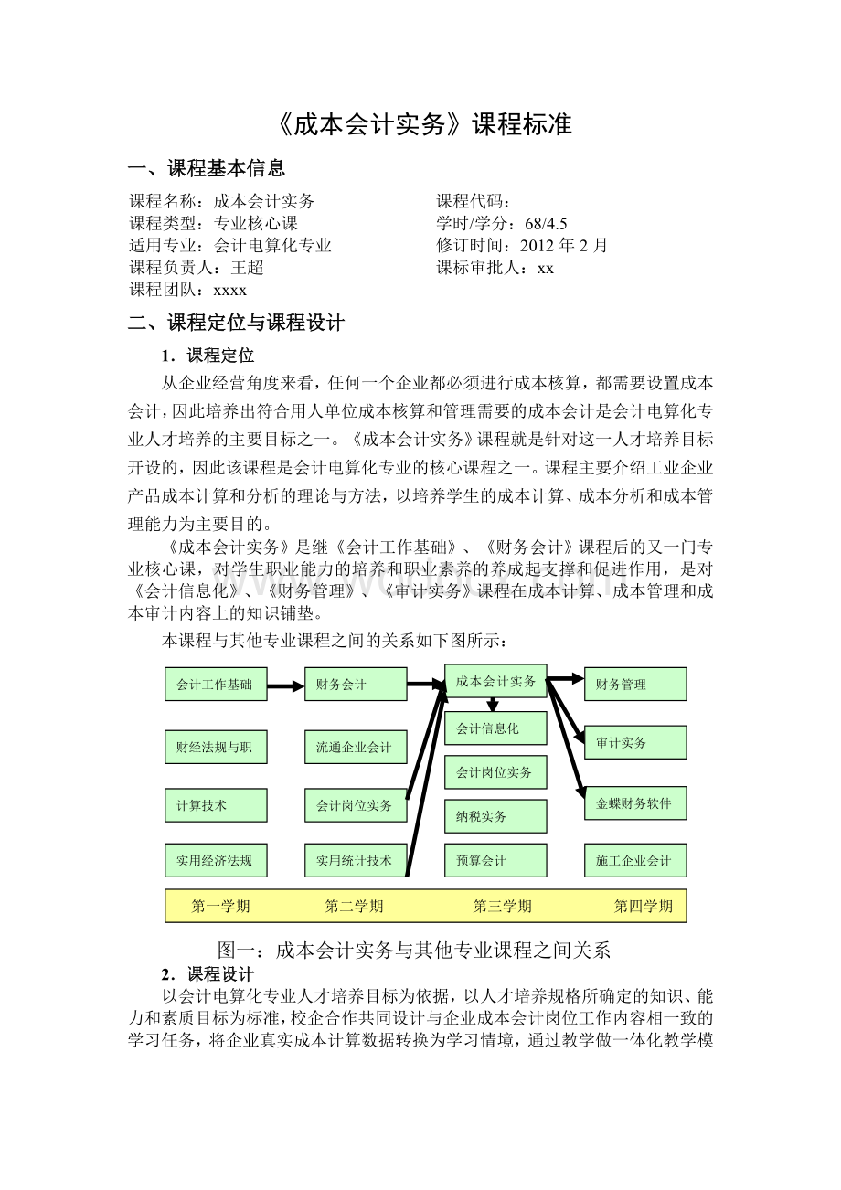 《成本会计》课程标准 (1).doc_第1页