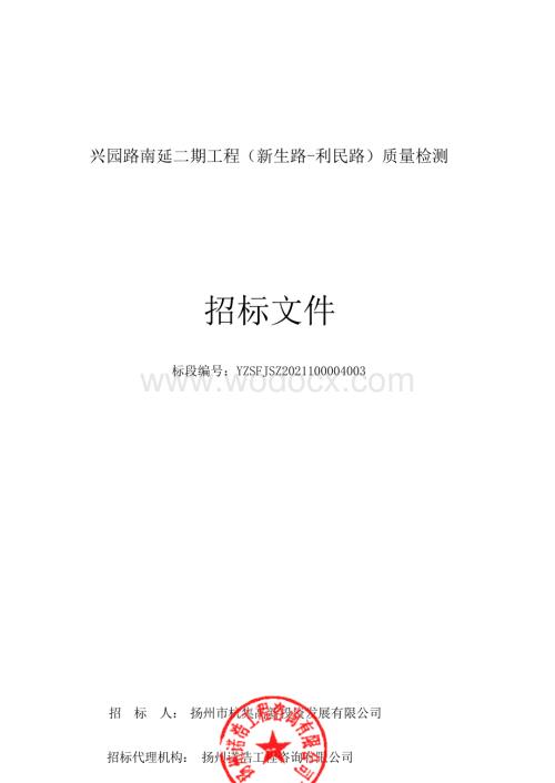 兴园路南延二期工程（新生路利民路）质量检测招标文件.docx