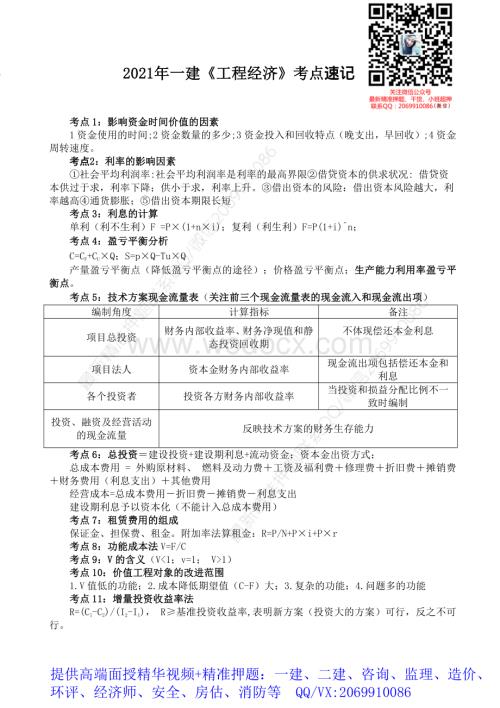 2021年一建工程经济考点速记.pdf