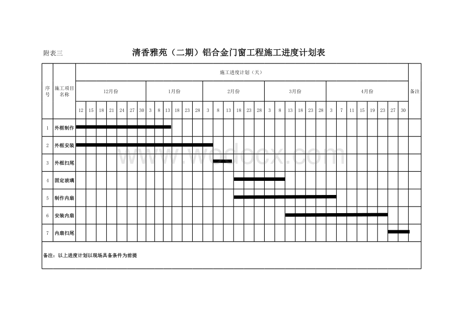 铝合金门窗工程施工进度计划表.xls_第1页