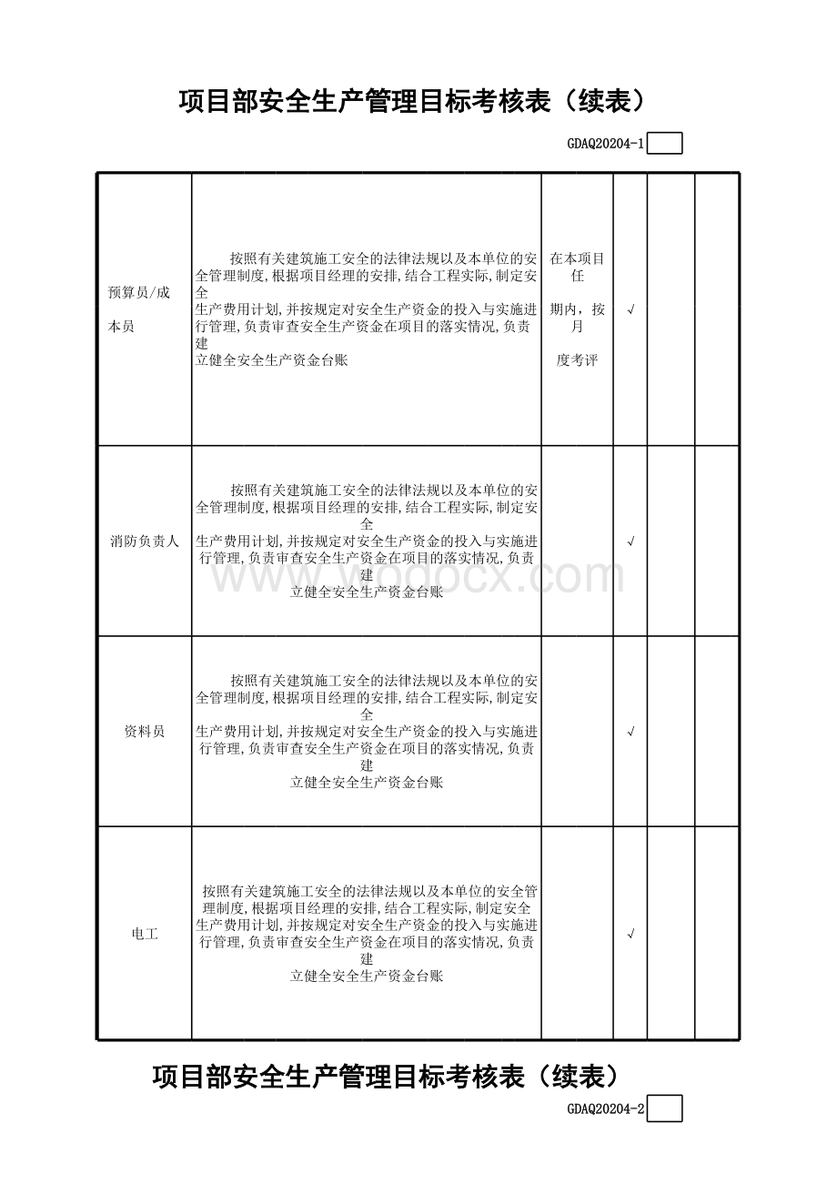 6项目部安全生产管理目标考核表含续表GDAQ20204.xls_第2页