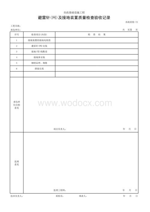 避雷针网及接地装置质量检查验收记录.xls