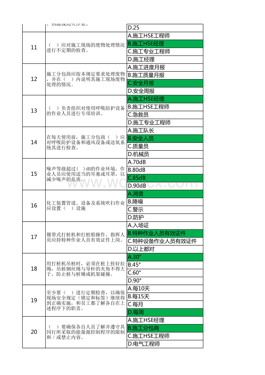 试题5-施工现场作业安全管理规定.xlsx_第2页