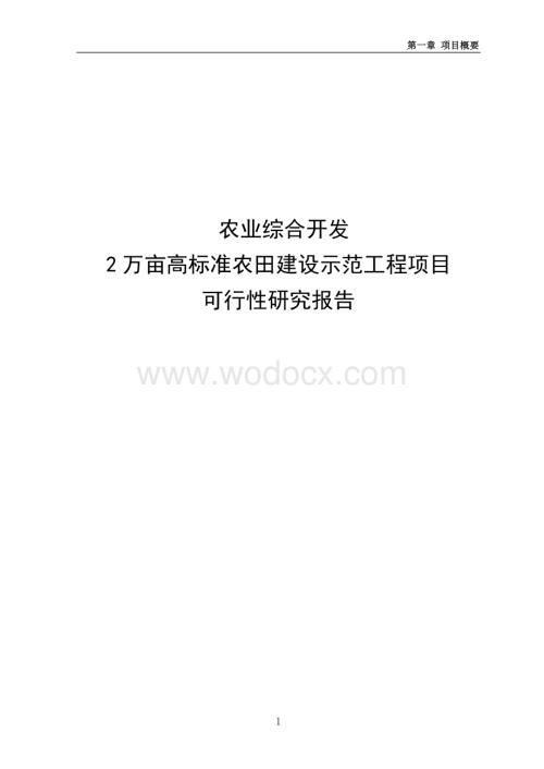 农业综合开发2万亩高标准农田建设示范工程项目可行性研究报告.doc