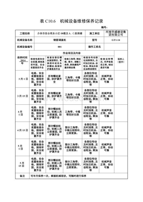 机械设备维修保养记录.doc