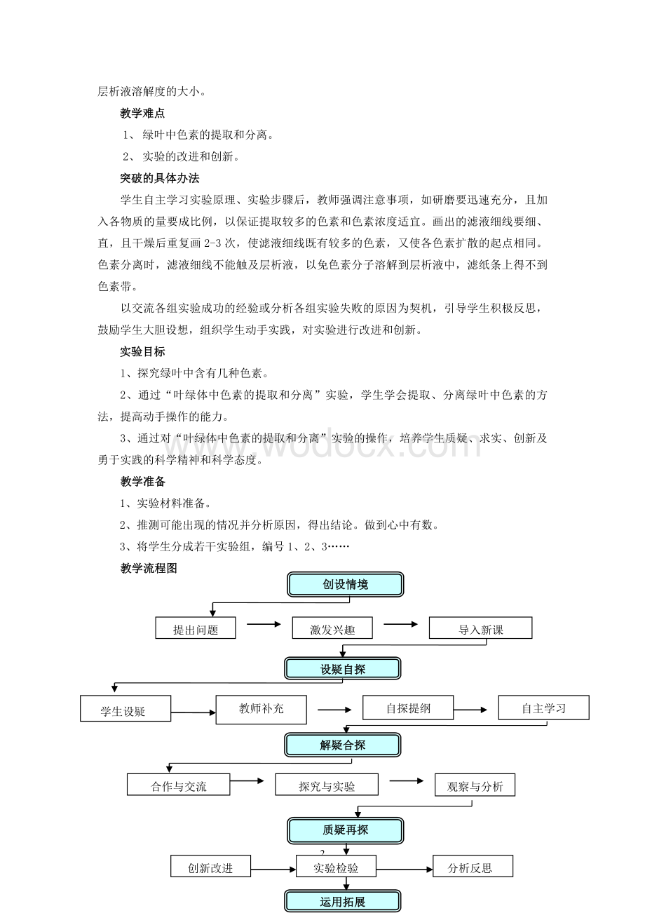 《绿叶中色素的提取和分离》实验教学设计.doc_第2页