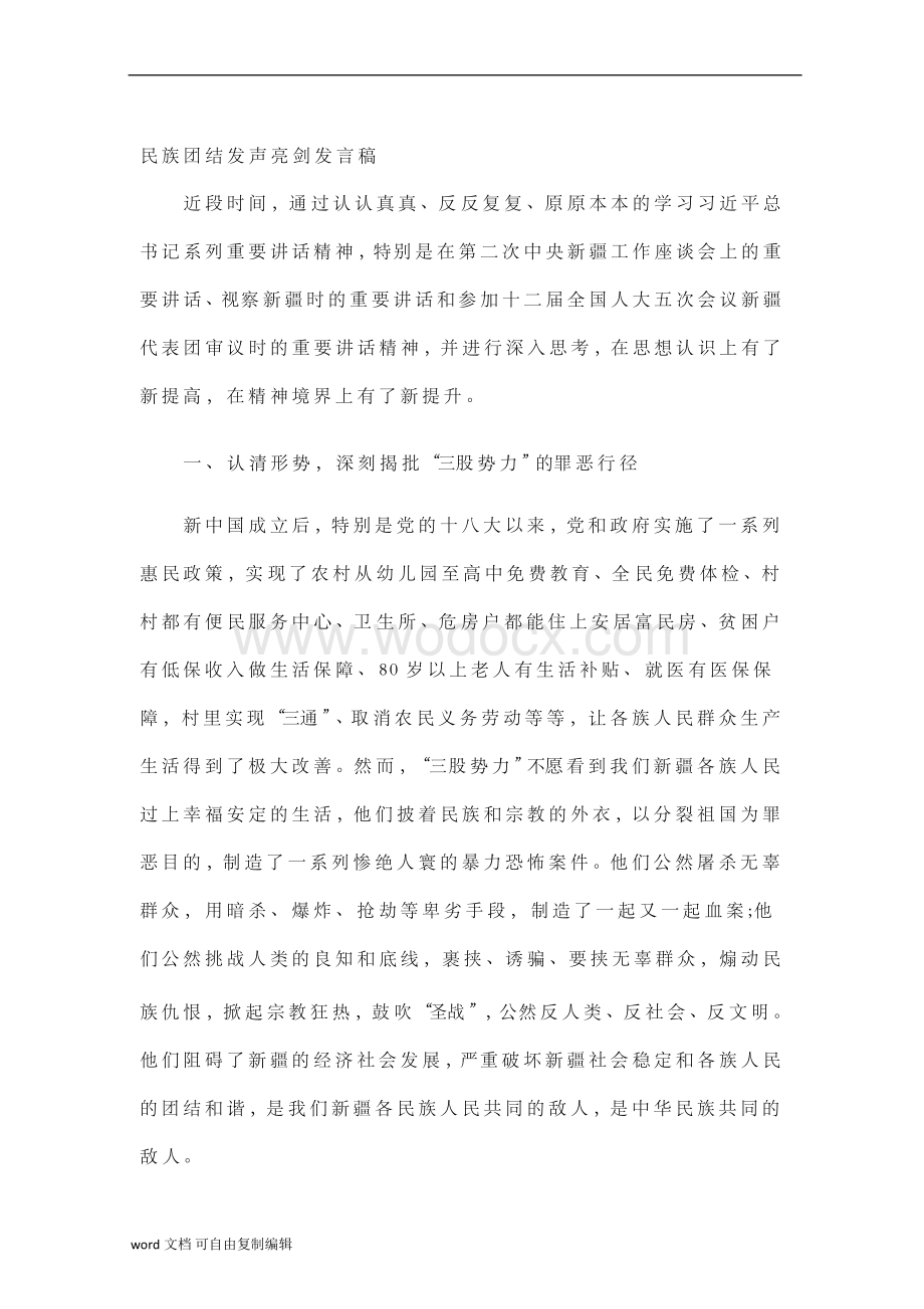 民族团结发声亮剑发言稿.docx_第1页