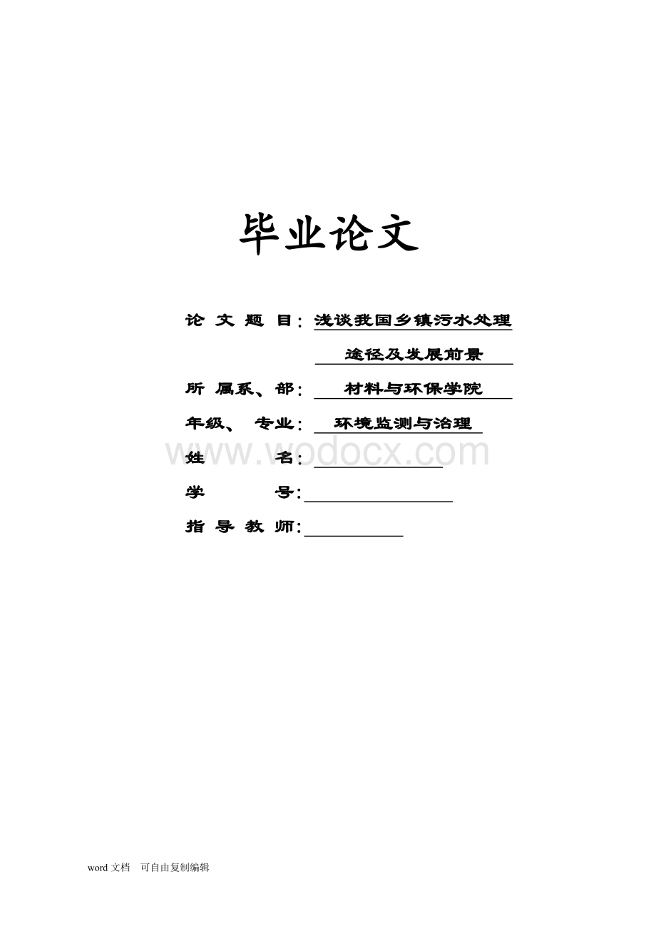 浅谈我国乡镇污水处理途径与发展前景.doc_第1页