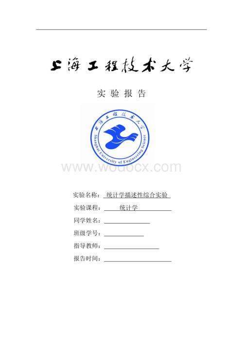 上海工程技术大学统计学描述性统计实验报告.doc