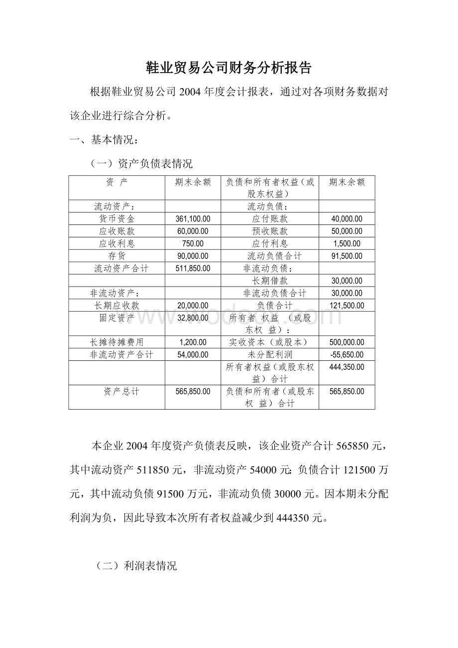 鞋业贸易公司财务分析报告.doc_第2页