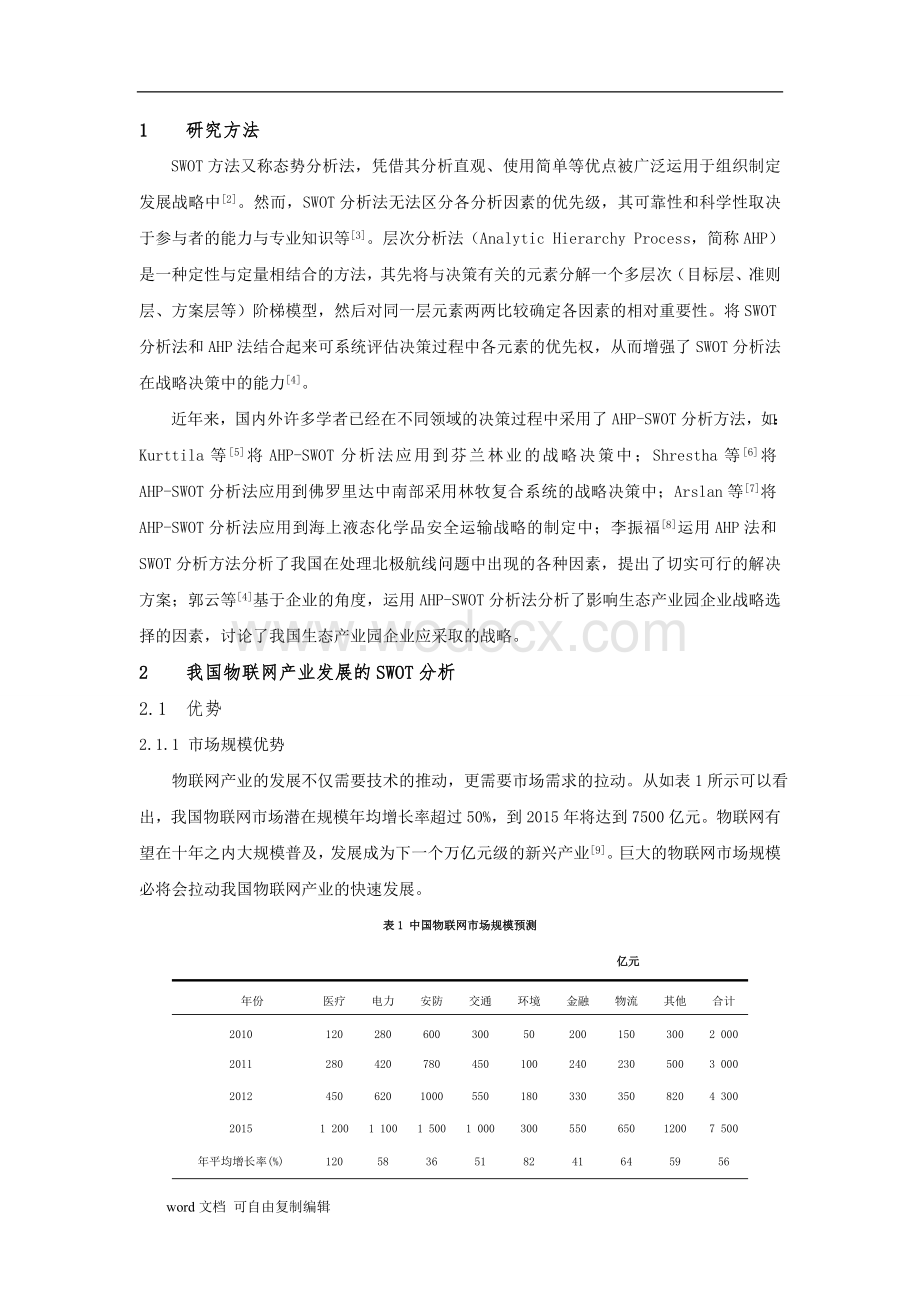 基于SWOT-AHP的我国物联网产业发展战略分析.doc_第2页