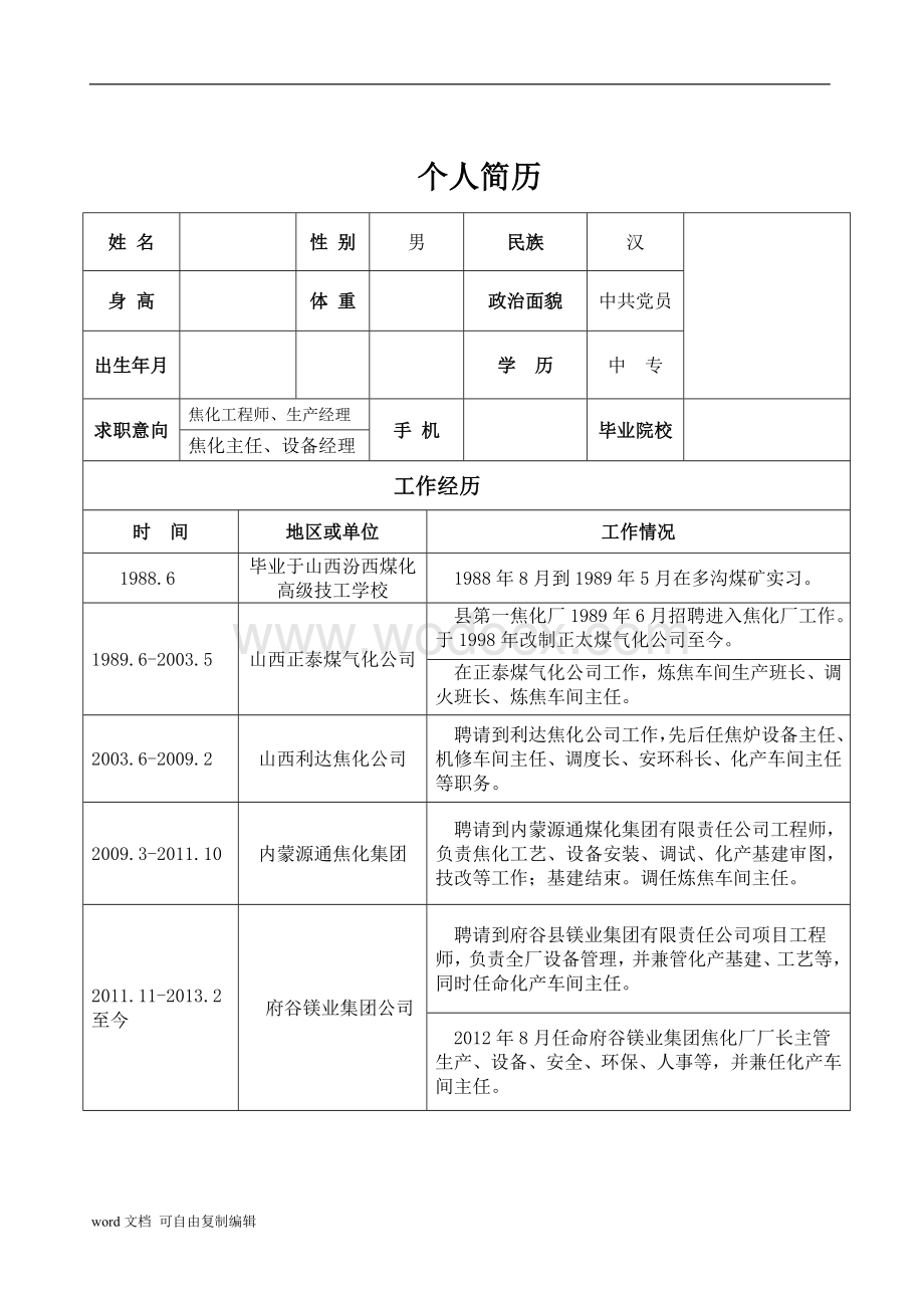 个人简历模板.doc_第1页