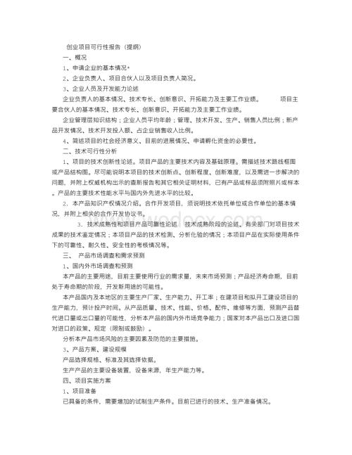 创业项目可行性报告(提纲).doc