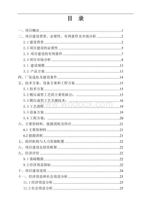 10万套汽车复合材料项目建议书.doc