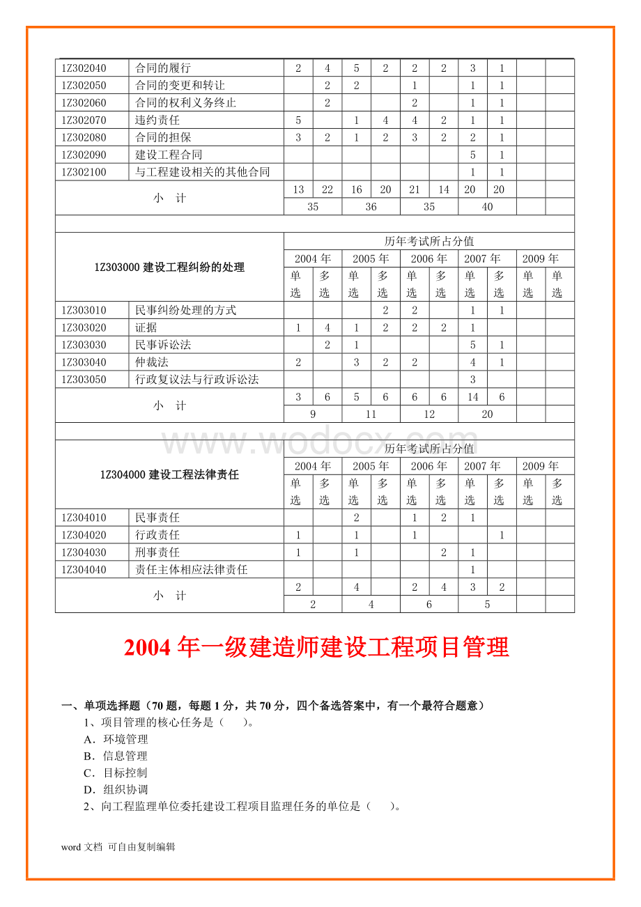 一级建造师历年真题精讲(建设工程项目管理)历年真题及答案.doc_第3页