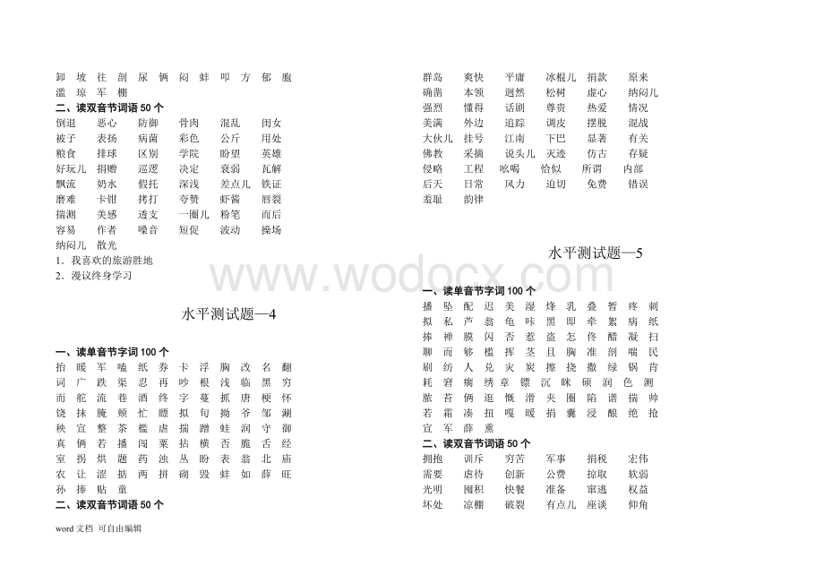 普通话水平测试题题库单音节-双音节.doc_第2页