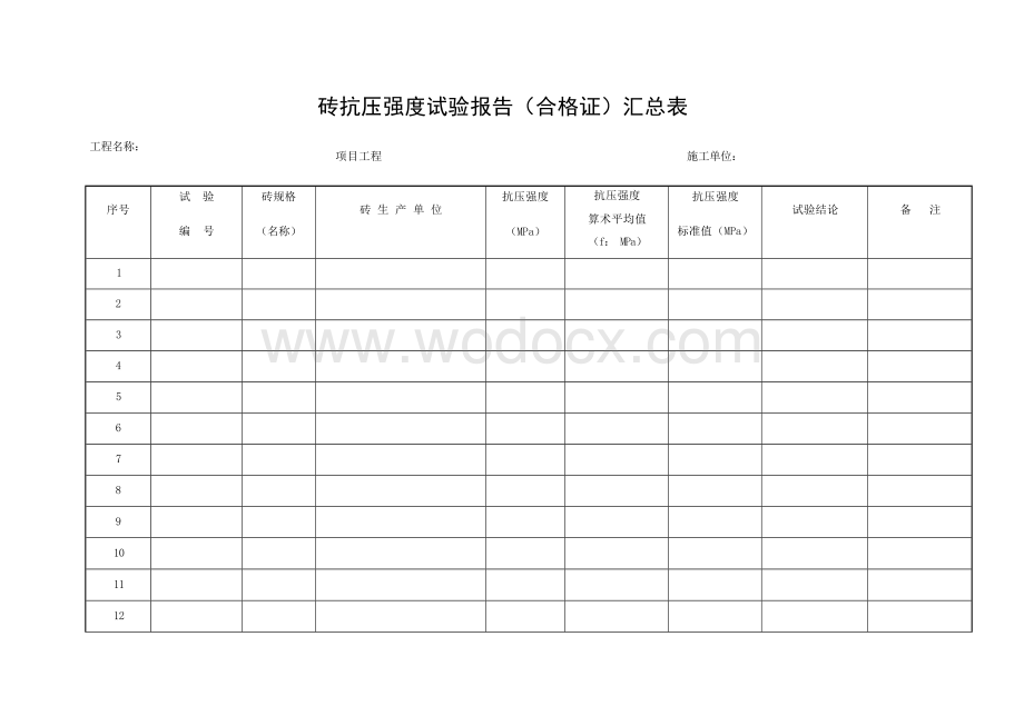 浙江杭州地区建设工程试验资料汇总表.docx_第1页