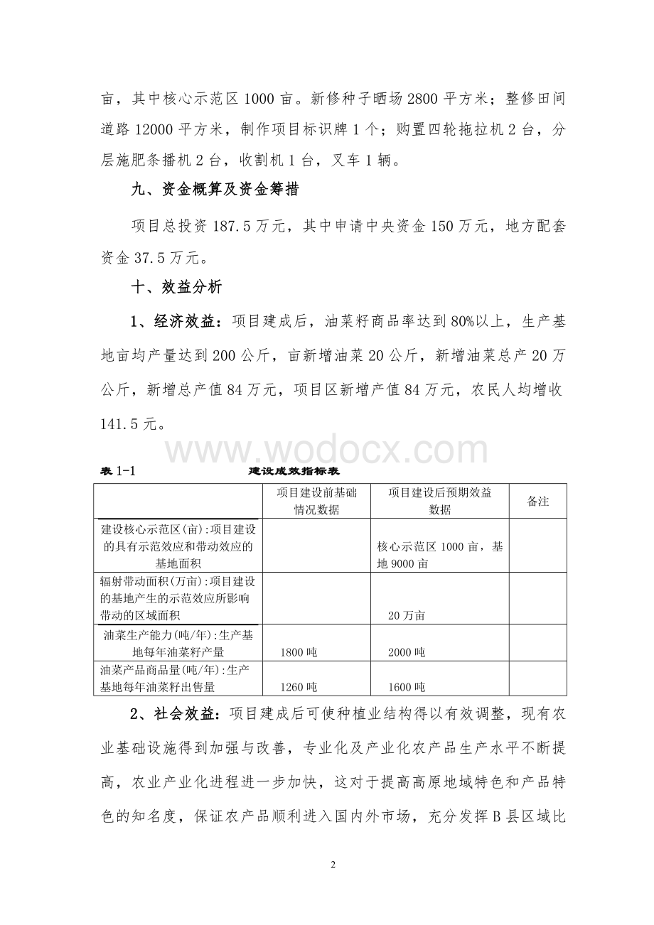 xx油菜生产基地建设项目可行性研究报告.doc_第2页