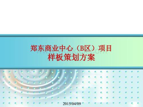 商业中心项目样板策划方案图文并茂.ppt