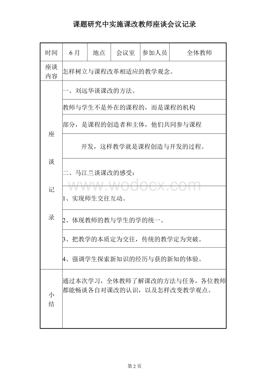 课改教师座谈会议记录.doc_第2页