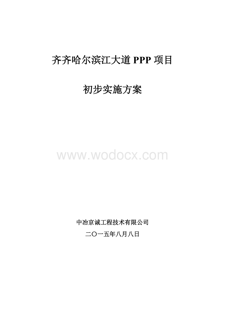 齐齐哈尔滨江大道PPP项目初步实施方案.doc_第1页