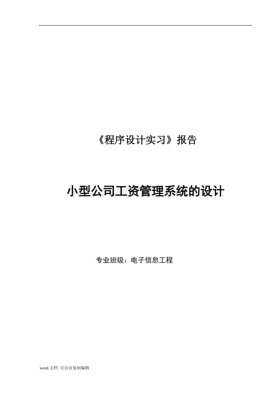 c实习报告小型公司工资管理系统的设计.doc_第1页