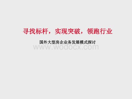 国外大型房企业务发展模式探讨；凯德置地商业模式.ppt